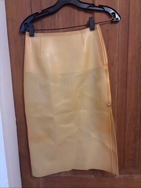 Yellow Semi-Sheer Latex Pencil Skirt